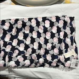 Kate Spade Black and Pink Polka Dot Scarf